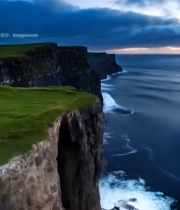  海边悬崖暮色景观3695#竖屏 	 