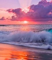  海边日落唯美自然景观1605#竖屏 	 