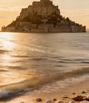  海边城堡与帆船景观5597#竖屏 	 