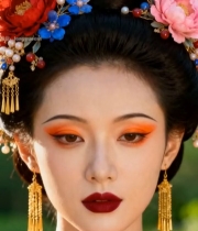  古风女子精致古装头饰特写1541#竖屏 	 