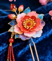  古风花朵发簪特写素材6312#竖屏 	 