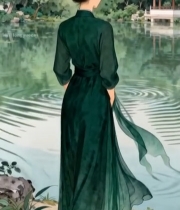  古风女子湖畔背影226#竖屏 	 