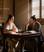  古代人物室内对坐交谈场景4295#竖屏 	 