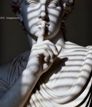  古典雕塑手指放嘴边特写119#竖屏 	 