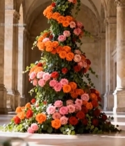  拱形建筑内鲜花装饰景观2351#竖屏 	 