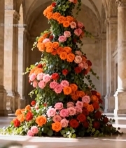  拱形建筑内鲜花装饰景观2351#竖屏 	 