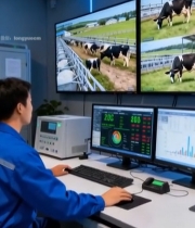  工作人员监控奶牛养殖画面6492#竖屏 	 
