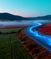  公路田园风光航拍5729#竖屏 	 