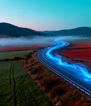  公路田园风光航拍5729#竖屏 	 