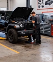  工人在车间维修汽车3835#竖屏 	 