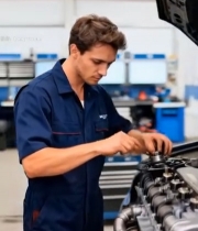  工人检修汽车发动机7630#竖屏 	 