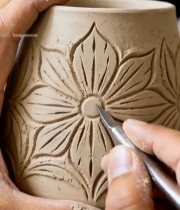  工匠手工雕刻陶器1339#竖屏 	 