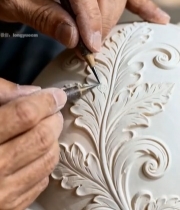  工匠手工雕刻陶瓷花纹6372#竖屏 	 