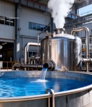  工厂设备蒸汽排放与流水场景2939#竖屏 	 