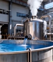  工厂设备蒸汽排放与流水场景2939#竖屏 	 