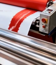  工厂机器加工红色布料素材4146#竖屏 	 