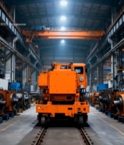  工厂内橙色工业车辆与设备1741#竖屏 	 