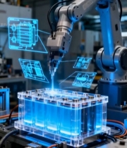  工厂机械臂操作电池素材2773#竖屏 	 