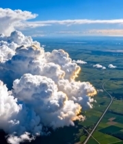  高空俯瞰田野与云海景观6061#竖屏 	 
