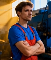  工厂工人双臂交叉站立6063#竖屏 	 