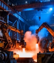  工厂钢铁冶炼机械作业场景4869#竖屏 	 