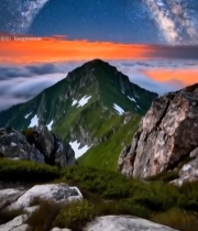  高山云海星空自然景观71#竖屏 	 