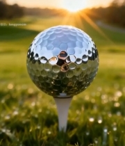  高尔夫球场草地的高尔夫球特写3608#竖屏 	 