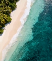  俯瞰热带海滩与海洋风光7292#竖屏 	 