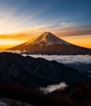  富士山日出自然风光3090#竖屏 	 