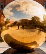  复旦大学数学科学院前的金球雕塑5014#竖屏 	 