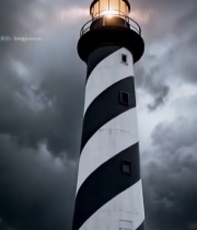  风暴中的黑白条纹灯塔2879#竖屏 	 