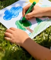  儿童户外草地绘画素材7207#竖屏 	 