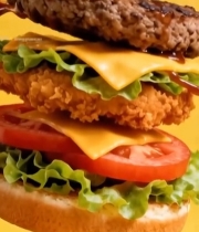  分层汉堡美食特写555#竖屏 	 