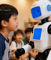  儿童与机器人互动素材4790#竖屏 	 