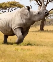  非洲草原白犀牛吃草画面7223#竖屏 	 