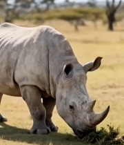  非洲草原犀牛觅食画面7653#竖屏 	 