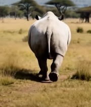  非洲草原白犀牛背影2254#竖屏 	 