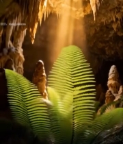  洞穴内阳光照射钟乳石素材3794#竖屏 	 