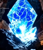  洞穴中发光的蓝色水晶4082#竖屏 	 