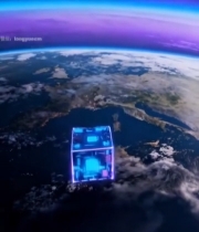  地球上方科技方块与光线连接4870#竖屏 	 