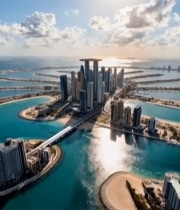  迪拜城市建筑鸟瞰全景3970#竖屏 	 