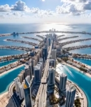  迪拜城市建筑航拍全景(1)3104#竖屏 	 