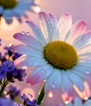  带水珠的雏菊花卉特写4036#竖屏 	 