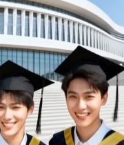  大学毕业生校园合影2432#竖屏 	 