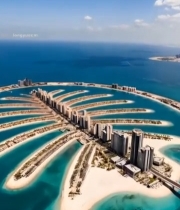  迪拜棕榈岛航拍全景(2)4943#竖屏 	 