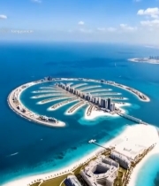  迪拜棕榈岛航拍全景908#竖屏 	 