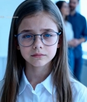  戴眼镜女孩近景神情画面7473#竖屏 	 