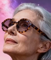  戴眼镜老年女性仰望星空7269#竖屏 	 