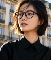  戴眼镜女子户外特写1091#竖屏 	 