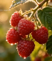  带水珠树莓特写6218#竖屏 	 